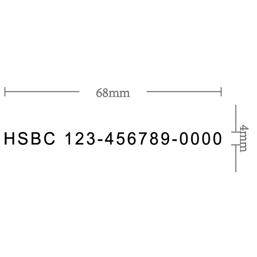 OfficeOx 20074 訂造銀行帳號原子印章,印章內容尺寸 4mm x 68mm