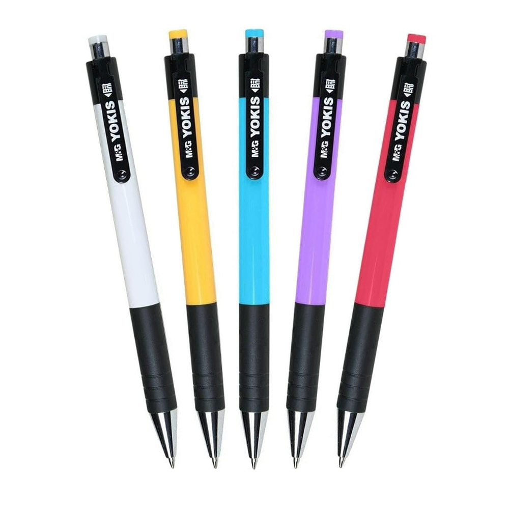 M&G Yokis 0.7mm 按掣原子筆 黑色 桶身 什色