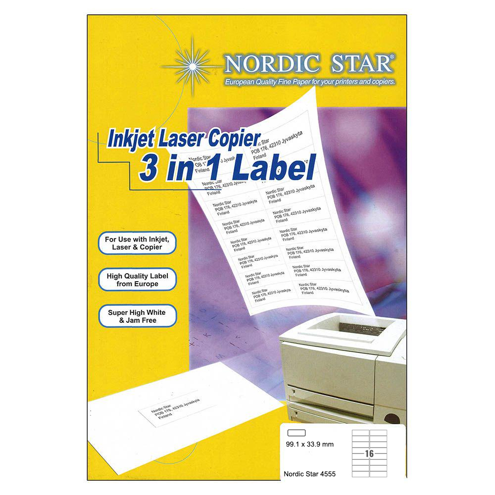 Nordic Star 4555 A4 電腦厘部 Label 3合1 99.1x33.9mm 圓角