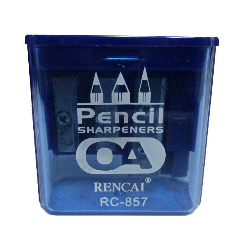 RENCAI RC-857 鉛筆刨, 筒型, 3孔, 透明藍色