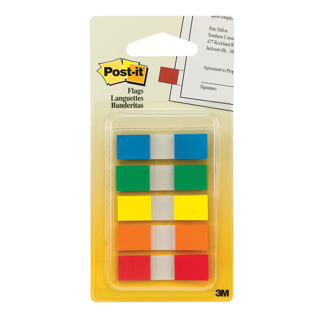 3M Post it flags 683-5CF 報事貼, 12 x 44mm, 透明身, 5色頭, 100張