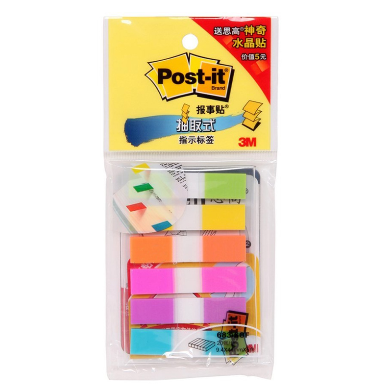 3M Post it flags 683-6CF 報事貼, 9.4 x 44mm, 透明身, 6色頭, 120張